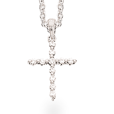 KORS SYN.ZIR. 13 X 10 MM. RH. SØLV M/KÆDE.