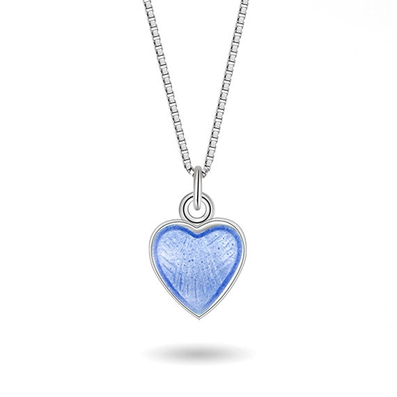 SØLV VEDH. HJERTE LYSEBLÅT M.KÆDE