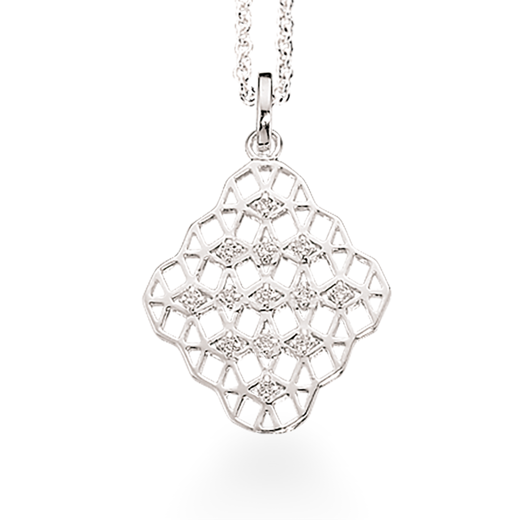 VEDHÆNG ZIR. SØLV M/KÆDE