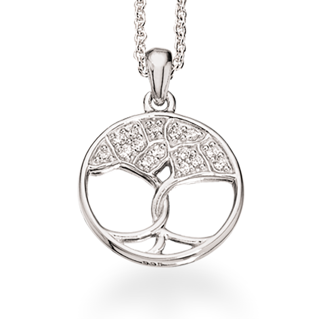 VEDHÆNG LIVETS TRÆ SYN.ZIR. 16 MM. SØLV RH. M/KÆDE