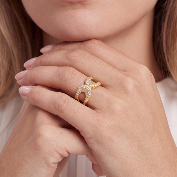 RING BORSA DUE PICCOLO - 18 KARAT FORGYLDT, MED HVIDE ZIRKONIA.