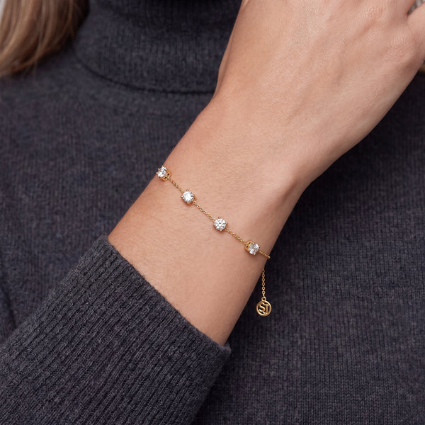 ARMBÅND PRINCESS QUATTRO - 18 KARAT FORGYLDT, MED HVIDE ZIRKONIA.
