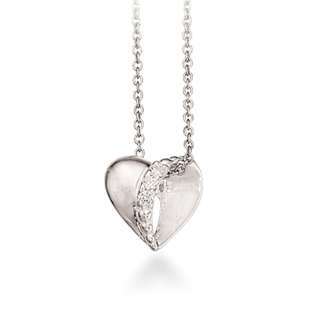 VEDHÆNG HJERTE SYN. CUBIC ZIR. SØLV