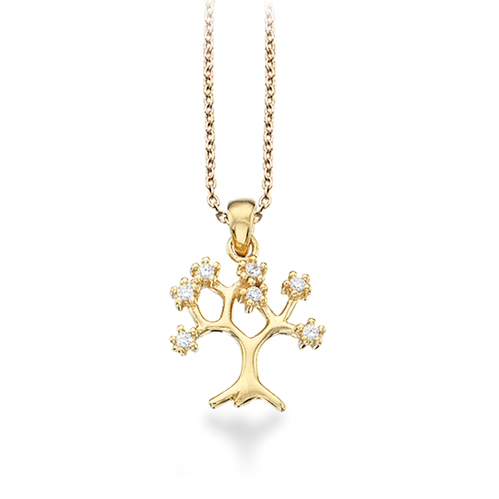 VEDHÆNG LIVETS TRÆ SYN. CUBIC ZIR. SØLV FG. M/KÆ.