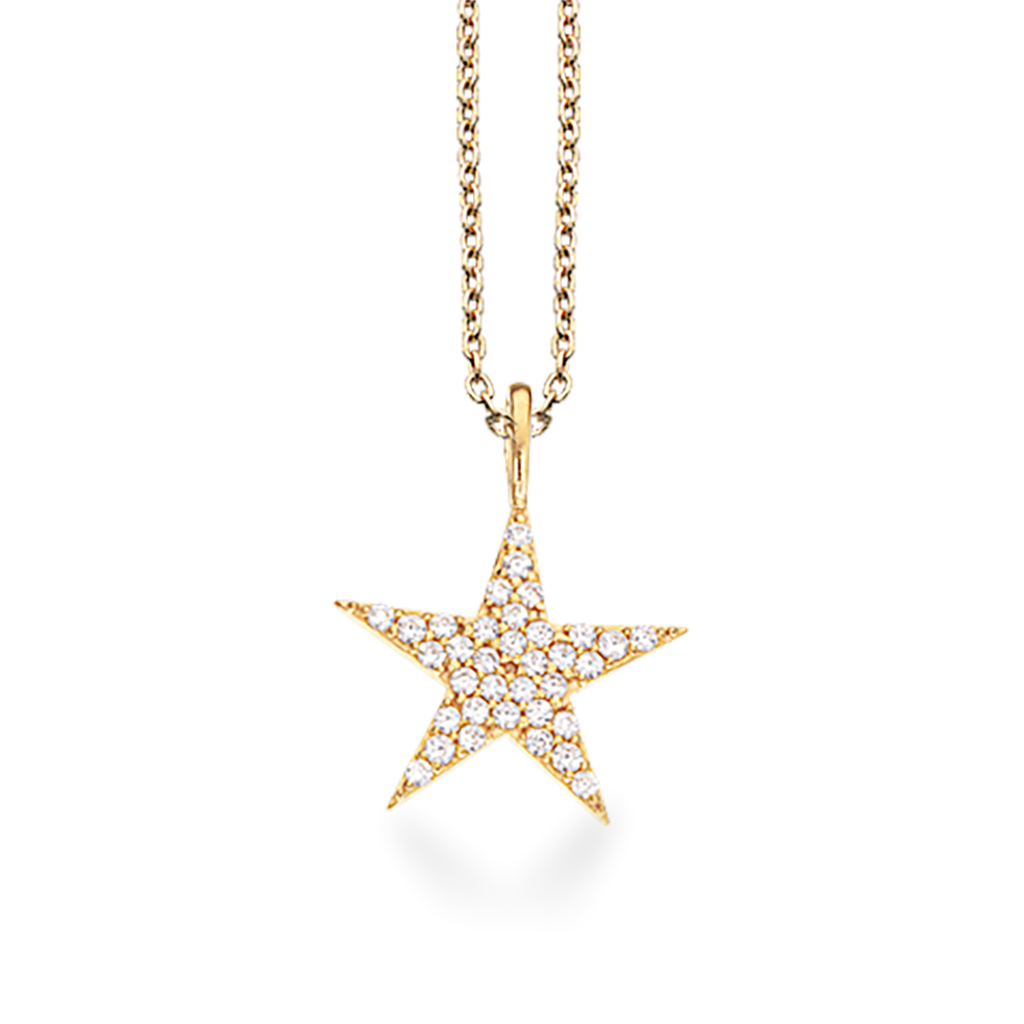 VEDHÆNG STJERNE CUBIC ZIR. SØLV FG. M/KÆDE