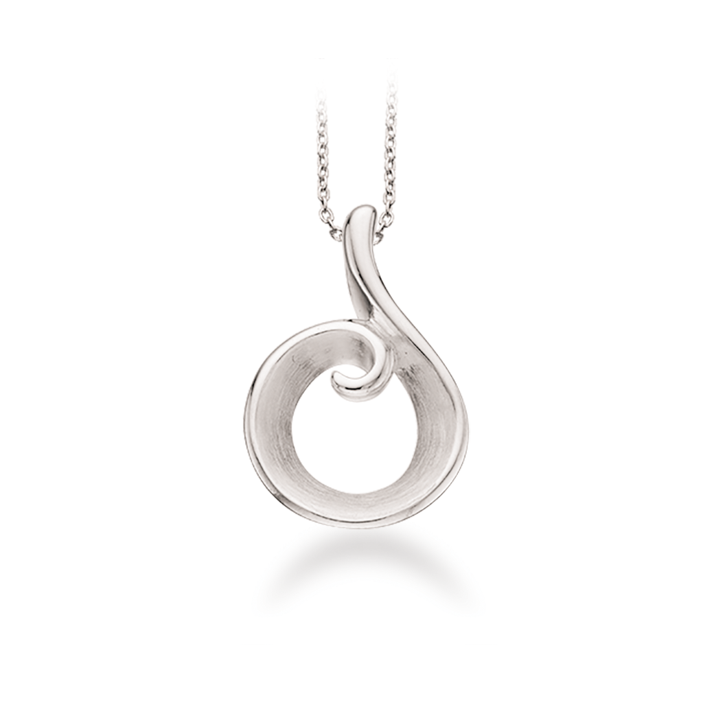 VEDHÆNG MAT/BLANK SØLV M/KÆDE