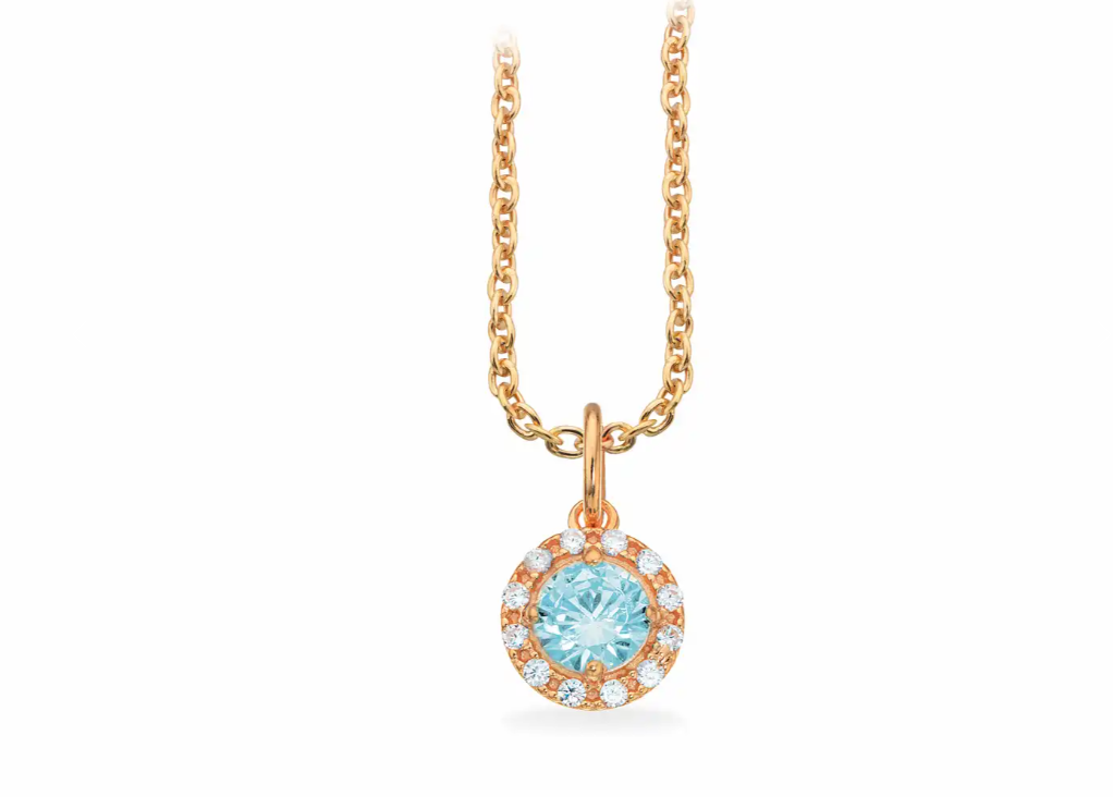 VEDHÆNG LIGHT BLUE/HV. CUBIC ZIR.SØLV FG