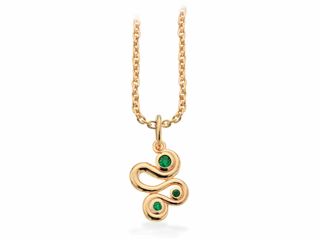 VEDHÆNG GRØN CUBIC ZIR.SØLV FG.M/KÆDE