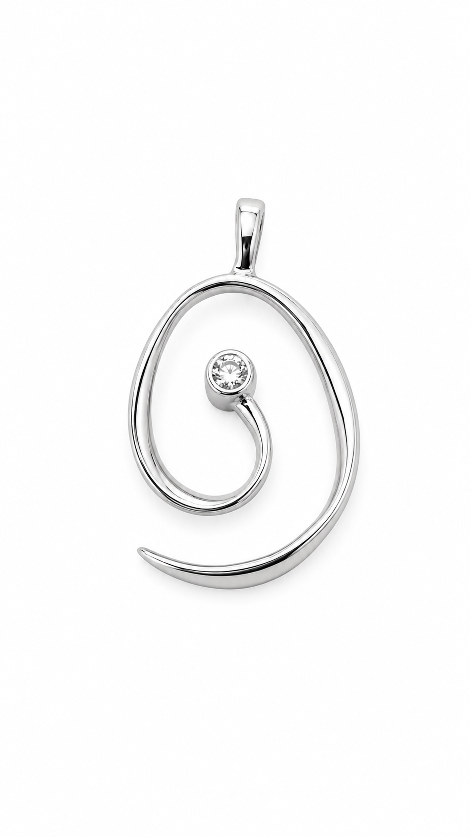 PENDANT STERLING SILVER WITH ZIRCON, RHO