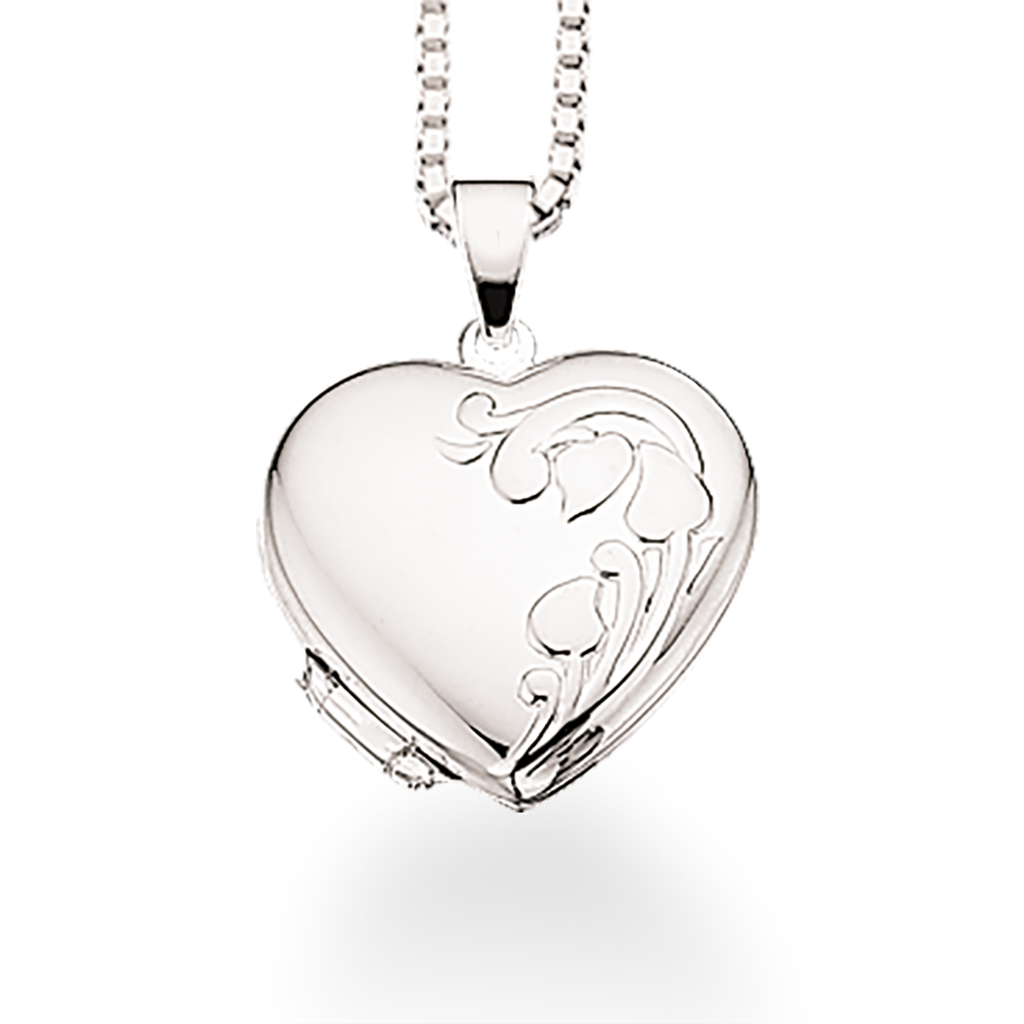 MEDALJON HJERTE 15 X 17 MM. SØLV M/KÆDE.