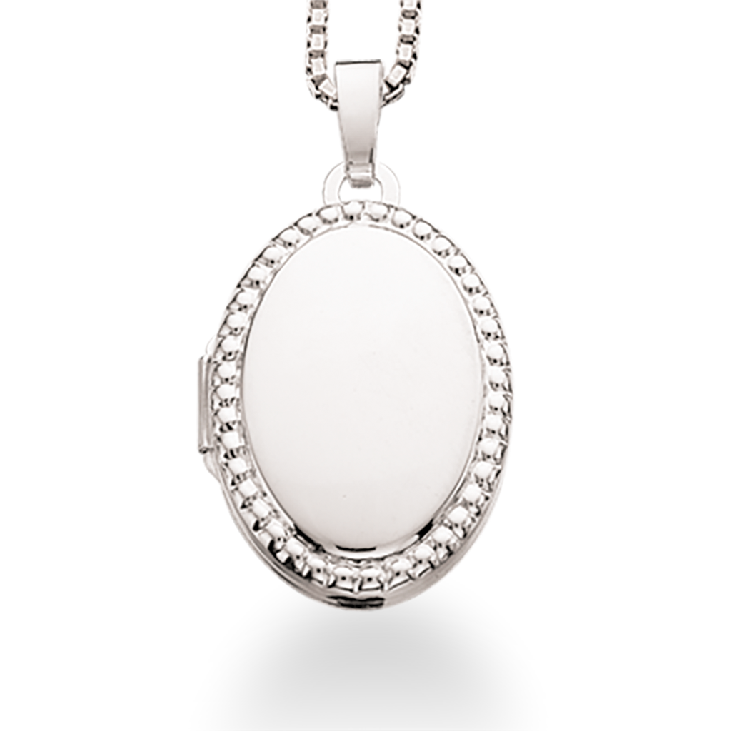 MEDALJON OVAL 14 X 18 MM. SØLV M/KÆDE.