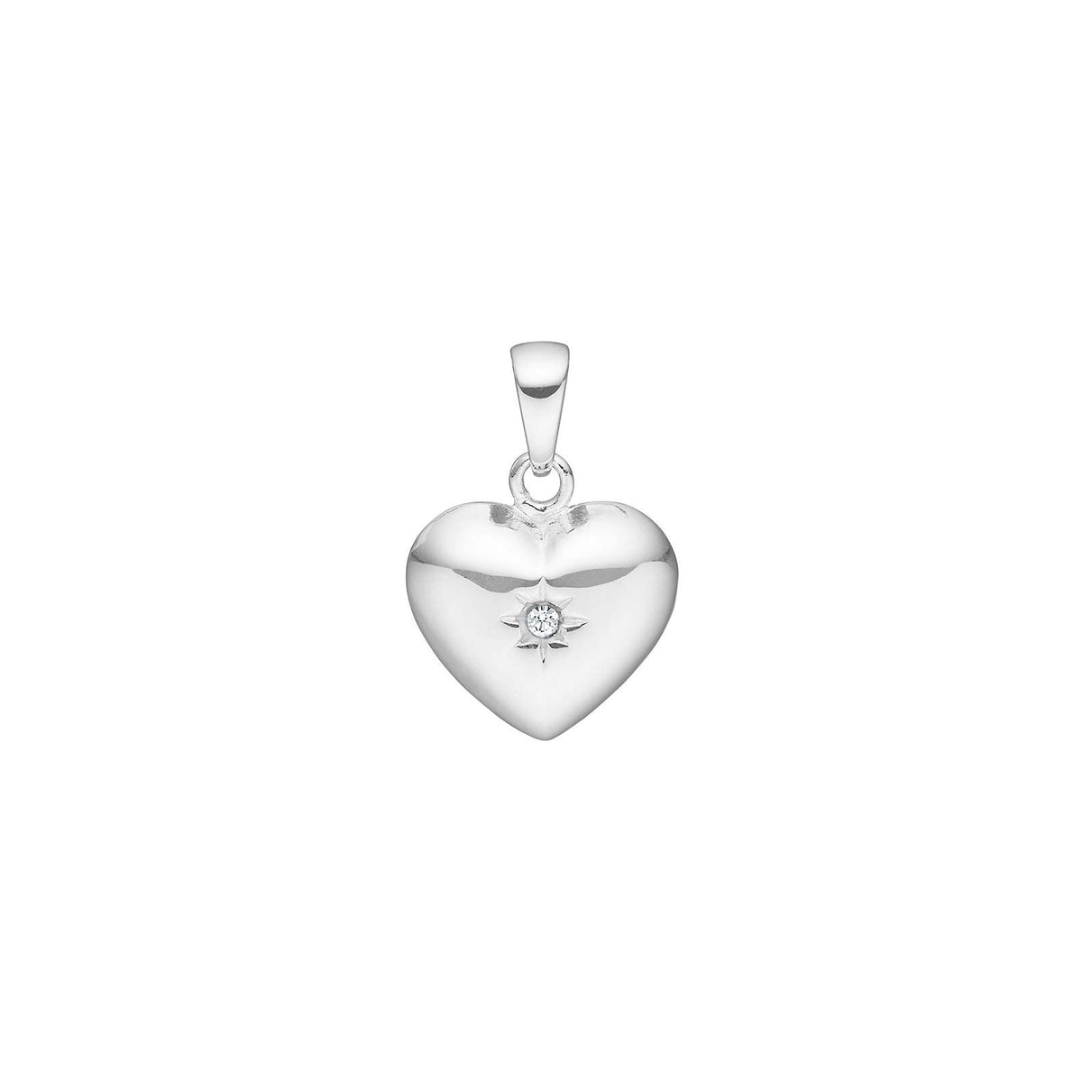 SIERSBØL SØLV RHOD. VEDHÆNG HJERTE MED CZ 20X15MM