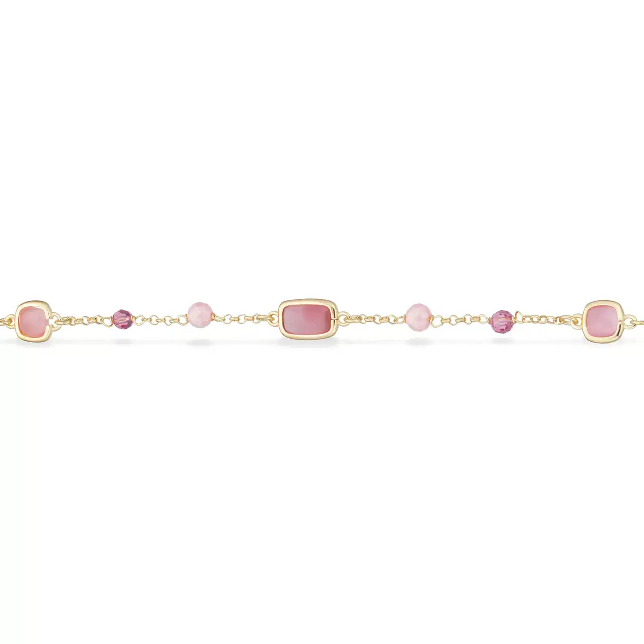ARMBÅND LYSERØDE CAT EYE/KRYSTALLER/CUBIC ZIR. SØLV FG. 17+2 CM