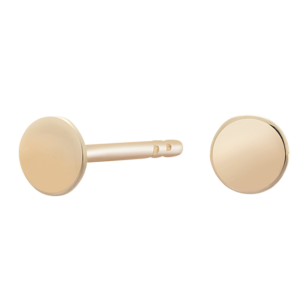 8KT. ØRESTIKKER RUND PLADE 6MM