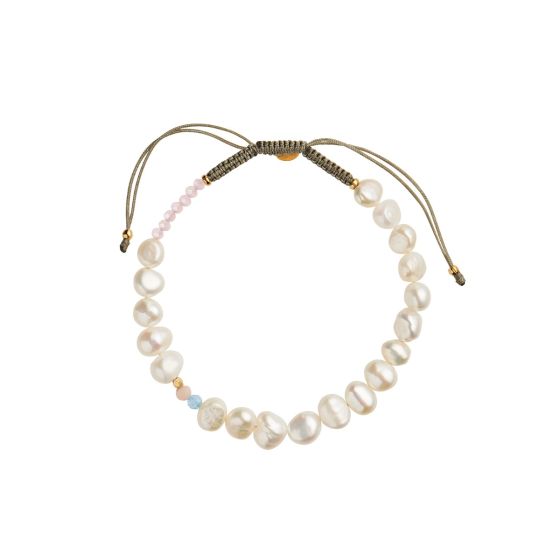 PERLIE CREME BRACELET - BLUE AND PINK STONE