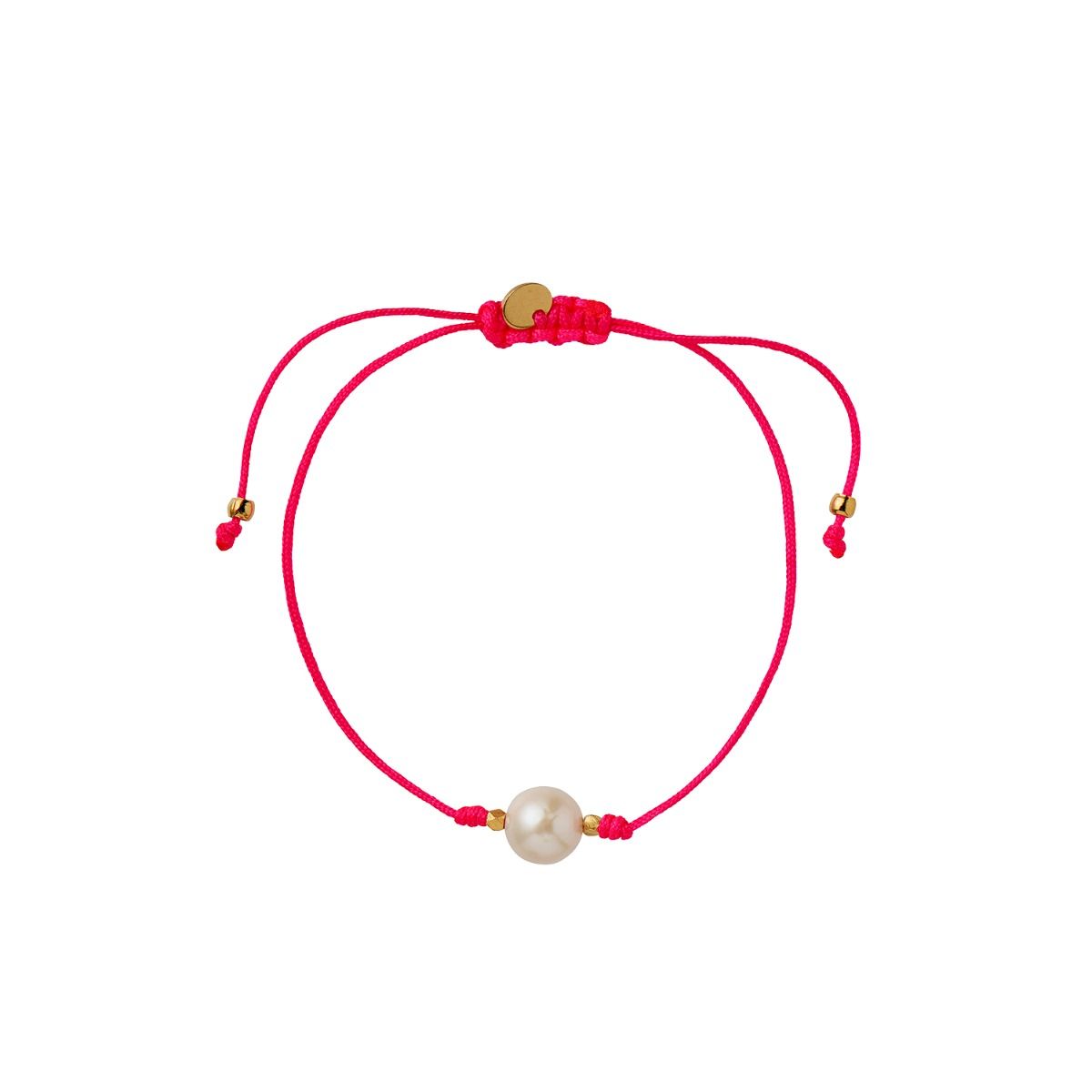 BIG PEARL BERRIE BRACELET - NEON PINK RIBBON