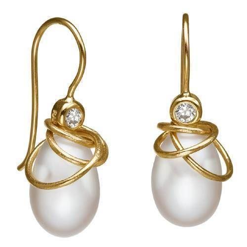 SØLV FG ØREHÆNGERE PERLE/ZIR