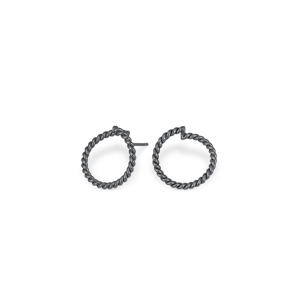SØLV ØRERING TWISTED 20MM OXYD