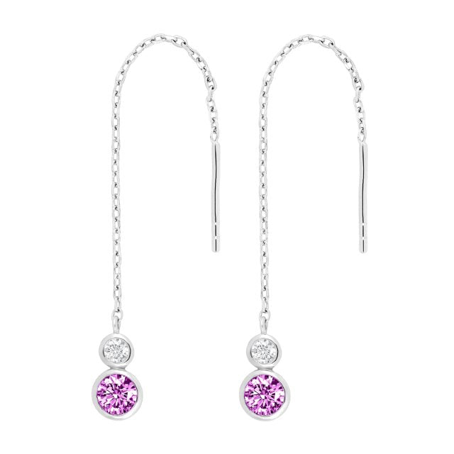 RHD. SØLV ØREKÆDE PINK IDANOR