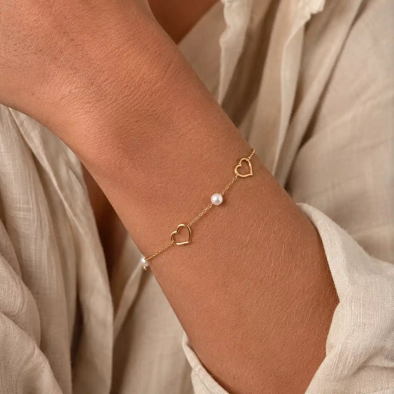 ARMBÅND FKP./HJERTER 17+2 CM 8 KT.