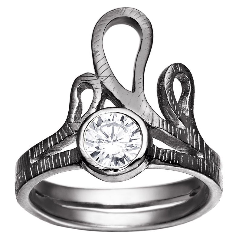 Rabinovich, Delicate Waves Ring, Sort Sølv