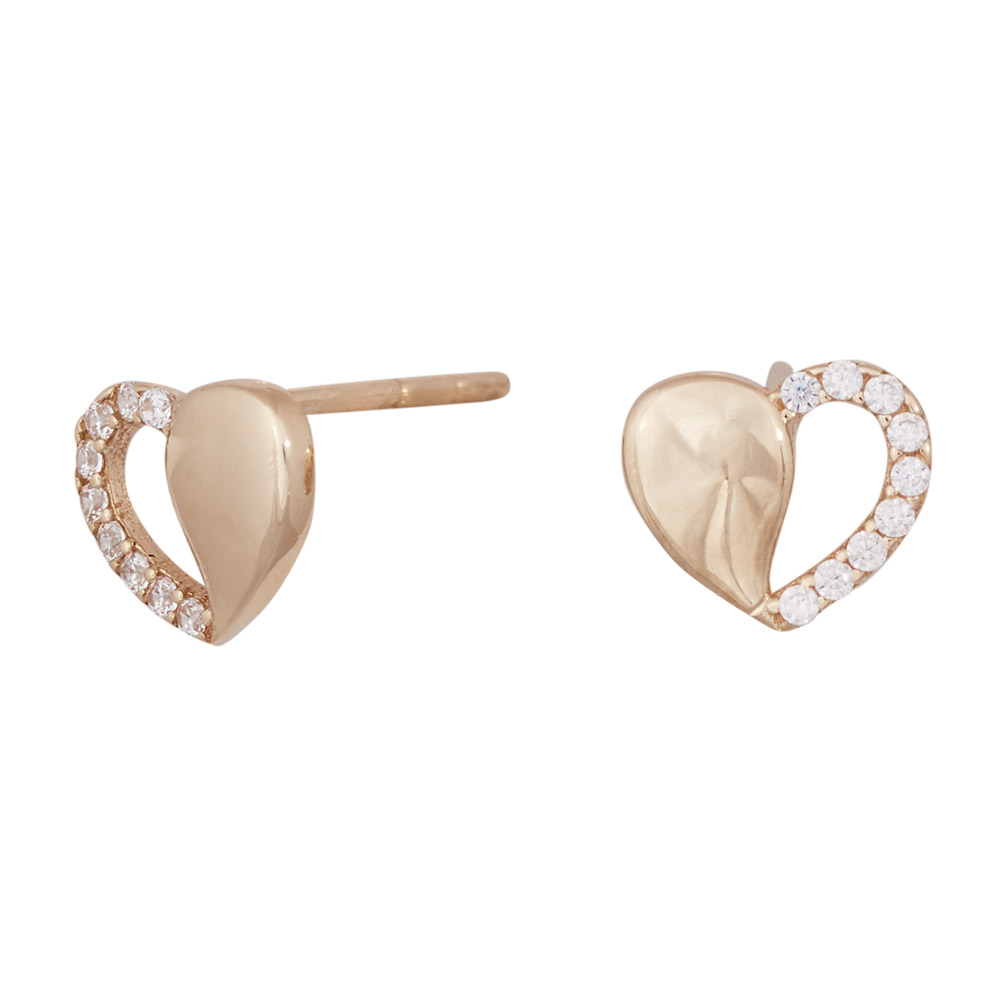 8KT. GULDØRESTIKKER HJERTE M/CZ