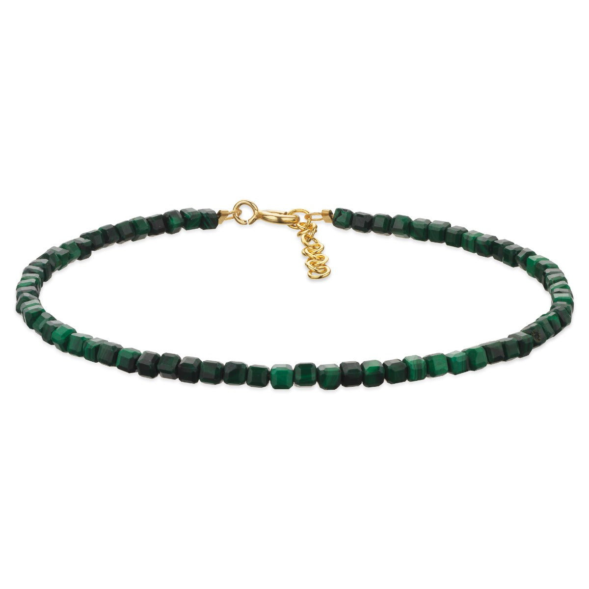 ARMBÅND MALAKIT BOX SØLV FG. 17,5+2CM