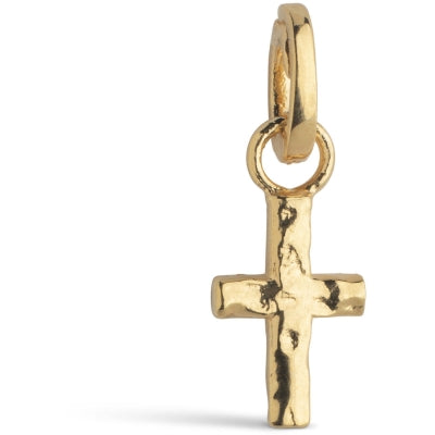 Enamel Golden Cross Charm i 925 Sterlingsølv C015G