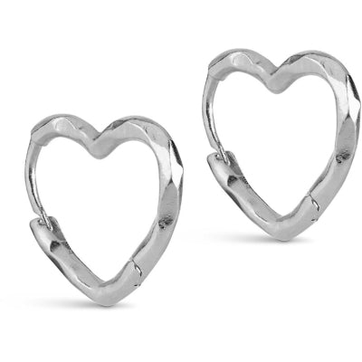 Enamel Organic Heart Small Hoops Øreringe i Sterling Sølv