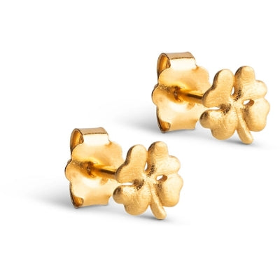Enamel Organic Clover Stud Forgyldt Sølv Øreringe