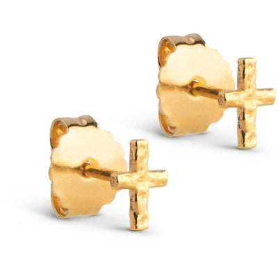 Enamel Cross Øreringe i 18K Forgyldt Genanvendt Sterling Sølv E408G