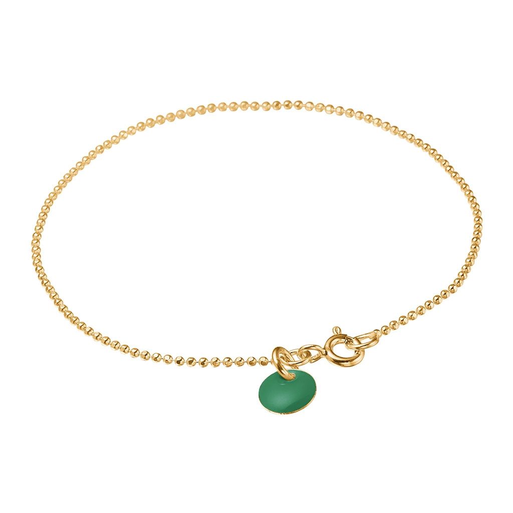 Petrol Green Ball Chain Forgyldt Sølv Armbånd fra Enamel