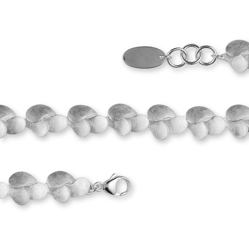 925/- ARMBÅND, BØRSTET, 16 CM + 2 CM— EJ RHODINERET