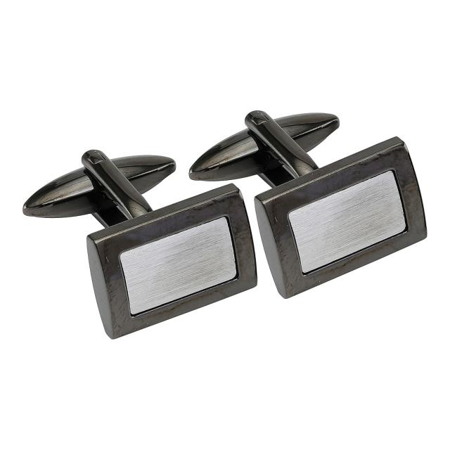 RUSTFRI STÅL MANCHETKNAPPER SORT M/RUSTFRI STÅL