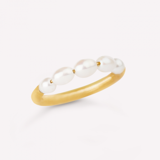 byBiehl Aura Ring i Forgyldt Sølv med Perler