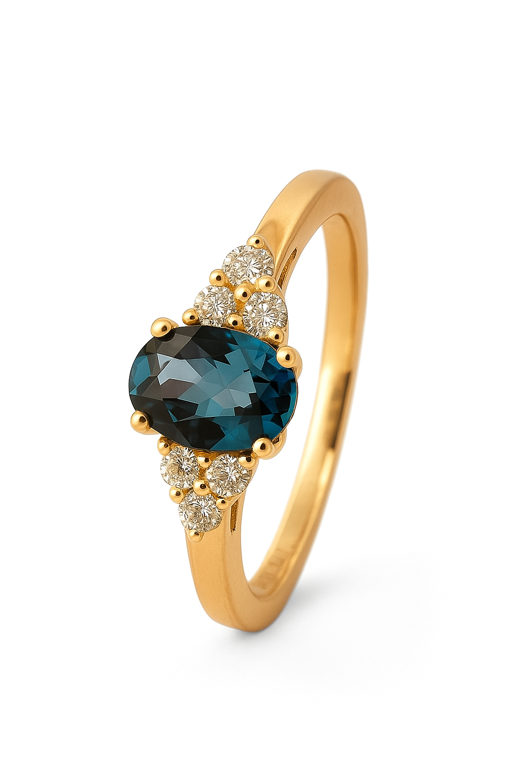 HENRIK ØRSNES DESIGN 14KT.RING 0,16 W.SI+ LB TOPAS OVAL 5X7MM