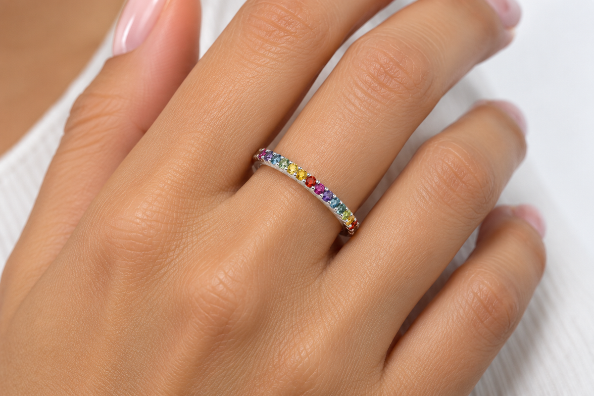 SØLV RING M. RAINBOW ZIR
