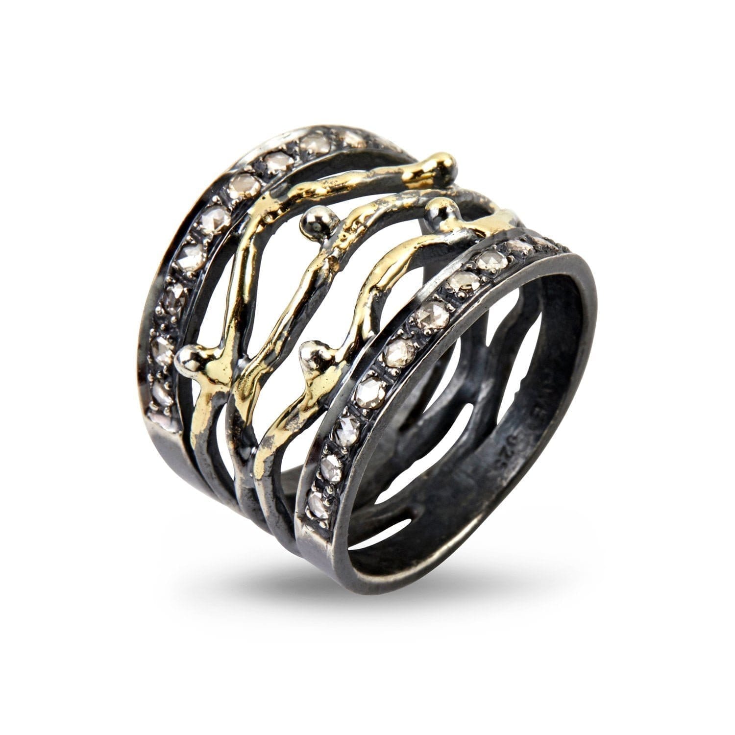 SØLV RING M.GULD 0,45R BENEDICT