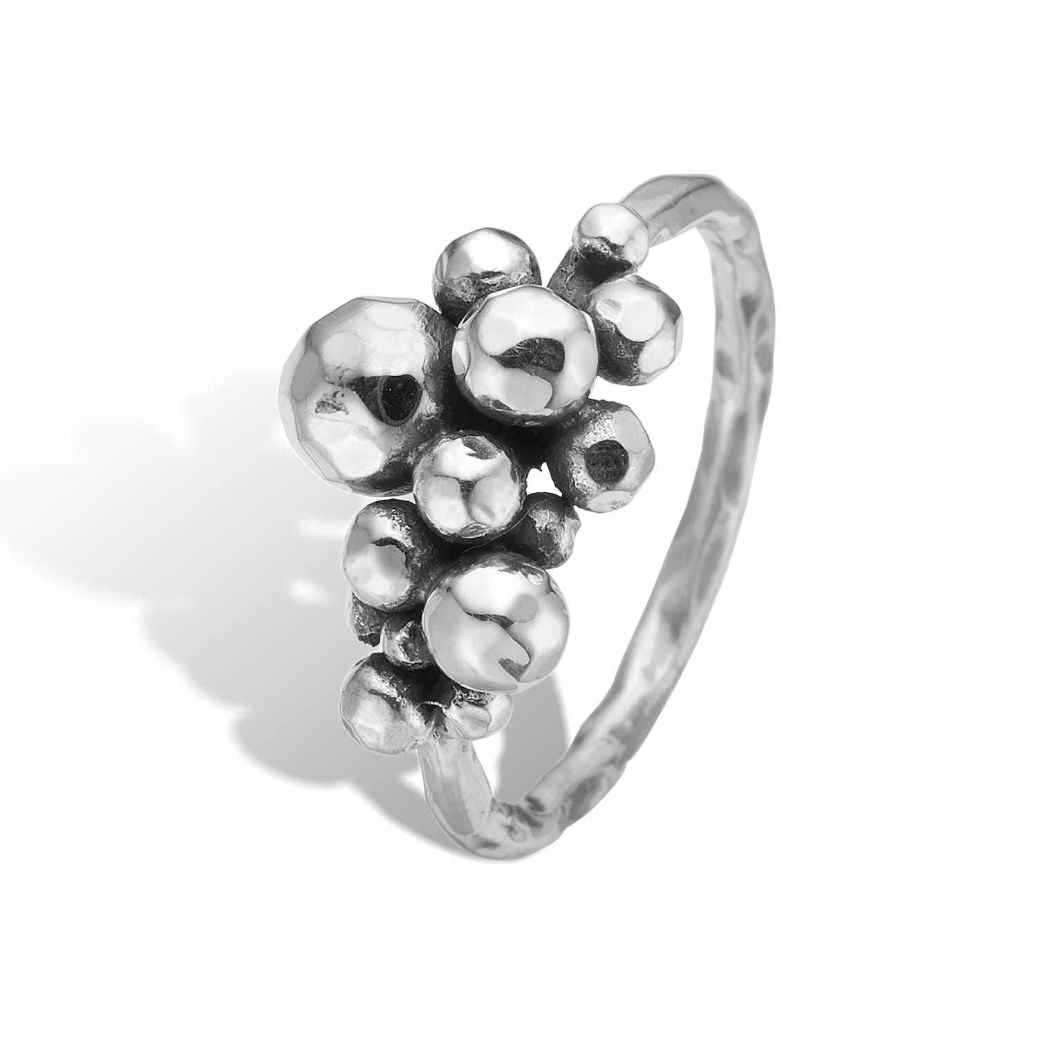 RING ROSE BUDS SILVER CLUSTER-14
