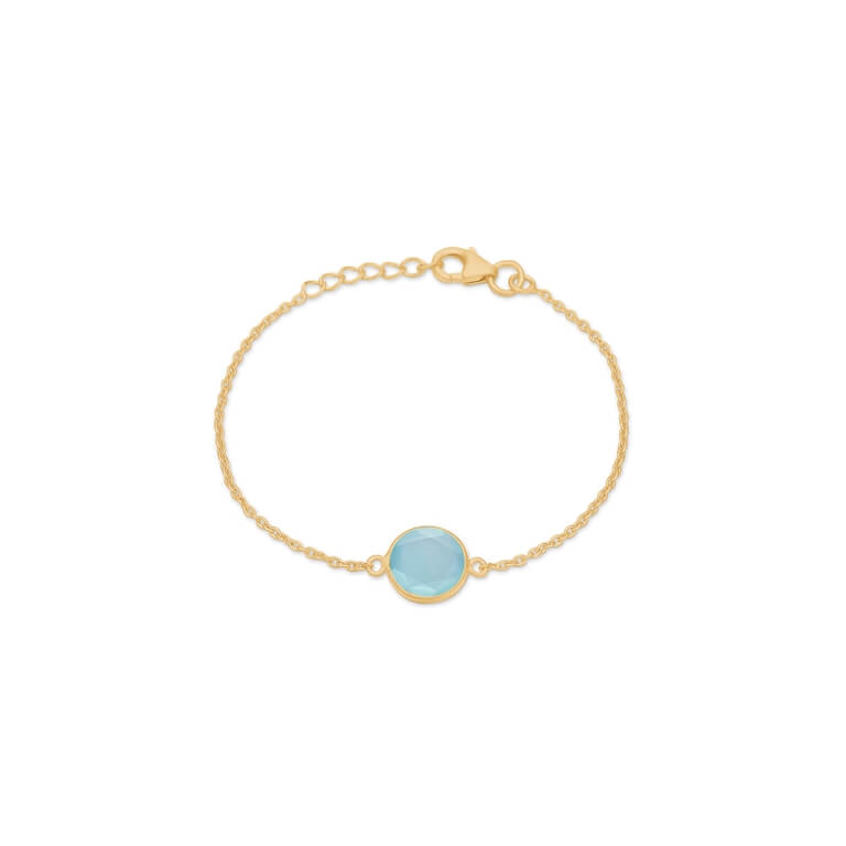 SØLV/FG ARMBÅND CAT AQUA CHALCEDON
