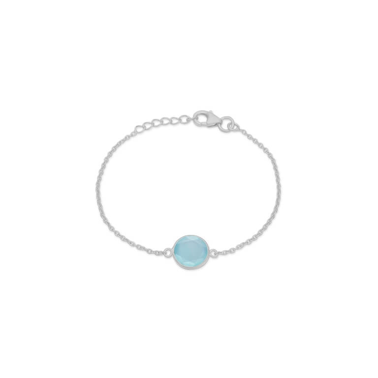 SØLV ARMBÅND CAT AQUA CHALCEDON