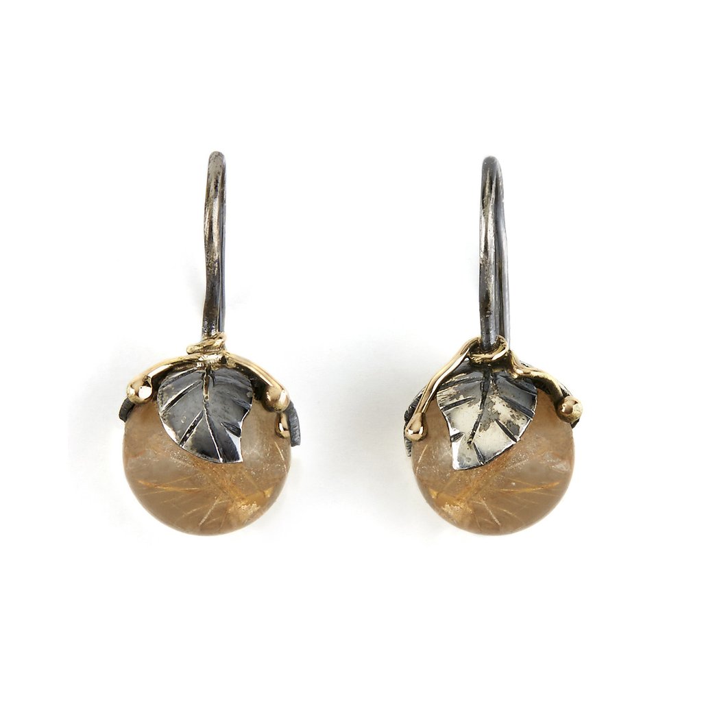 BY BIRDIE ØREHÆNGER URBAN LEAF DROPS RUTILE QUARTZ