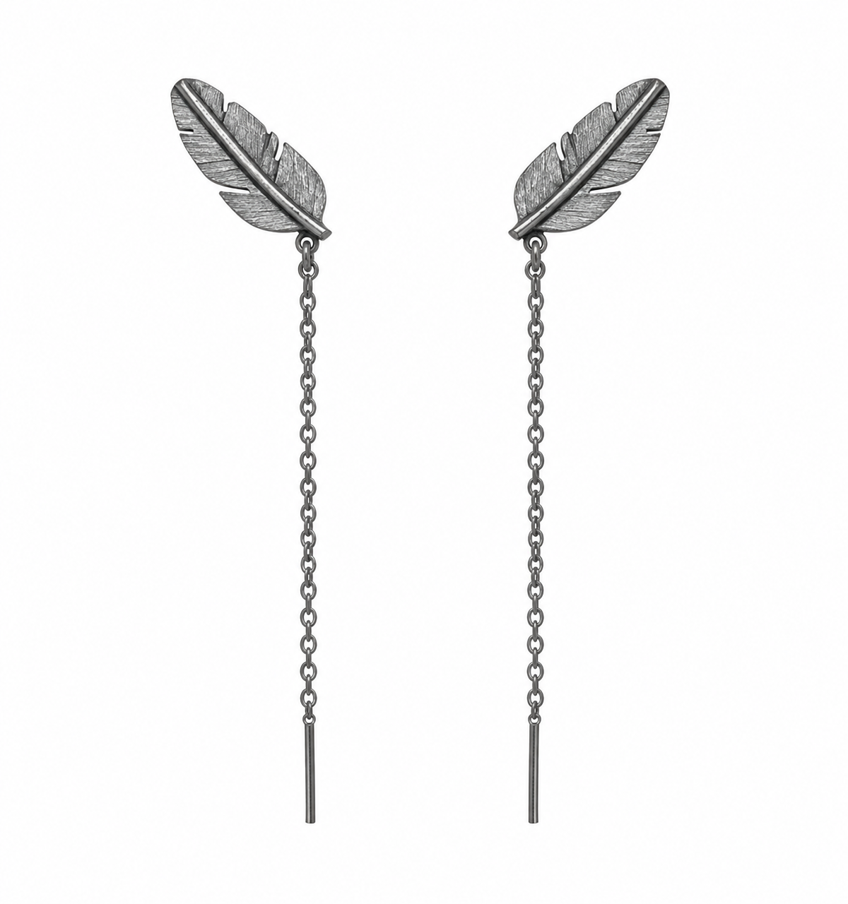 FEATHER EARRING MINI WITH BACKCHAIN - OXYD.