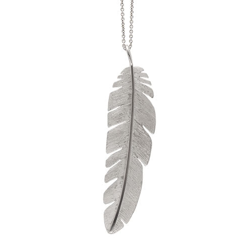 FEATHER PENDANT MAXI 10CM - RHOD.