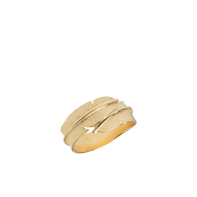 FEATHER RING SMALL - GOLDPLATED