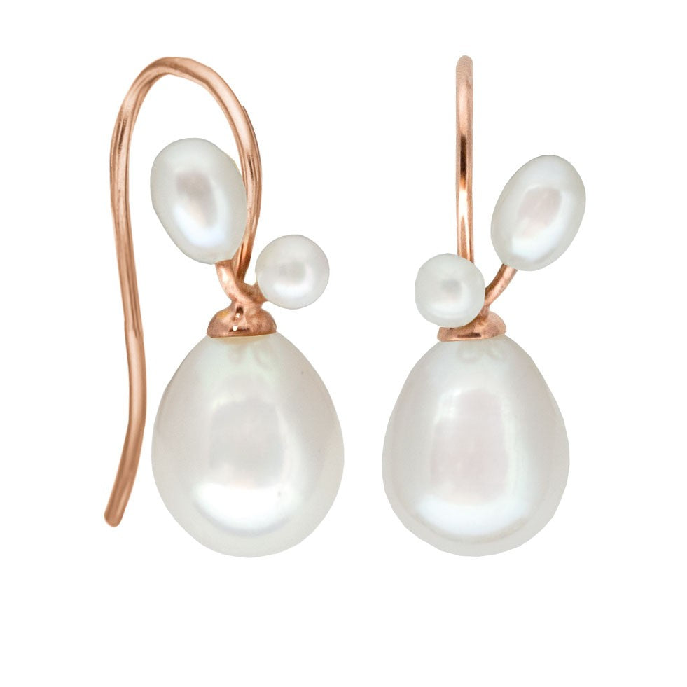 Faithful White Rosaforgyldt Sølv Ørehængere fra Rabinovich med Ferskvandsperle