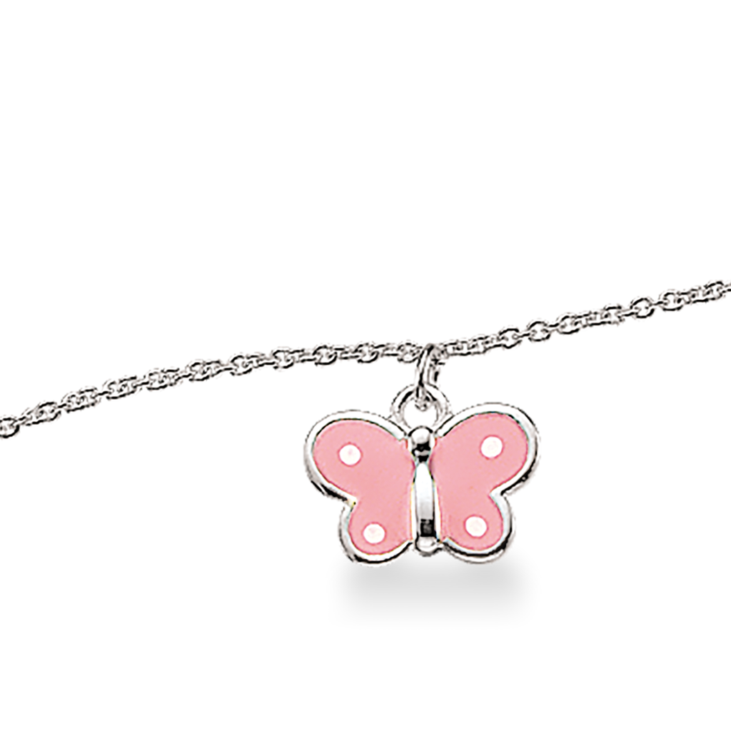 Scrouples Lyserød Sommerfugl Børnearmbånd i Sterling Sølv