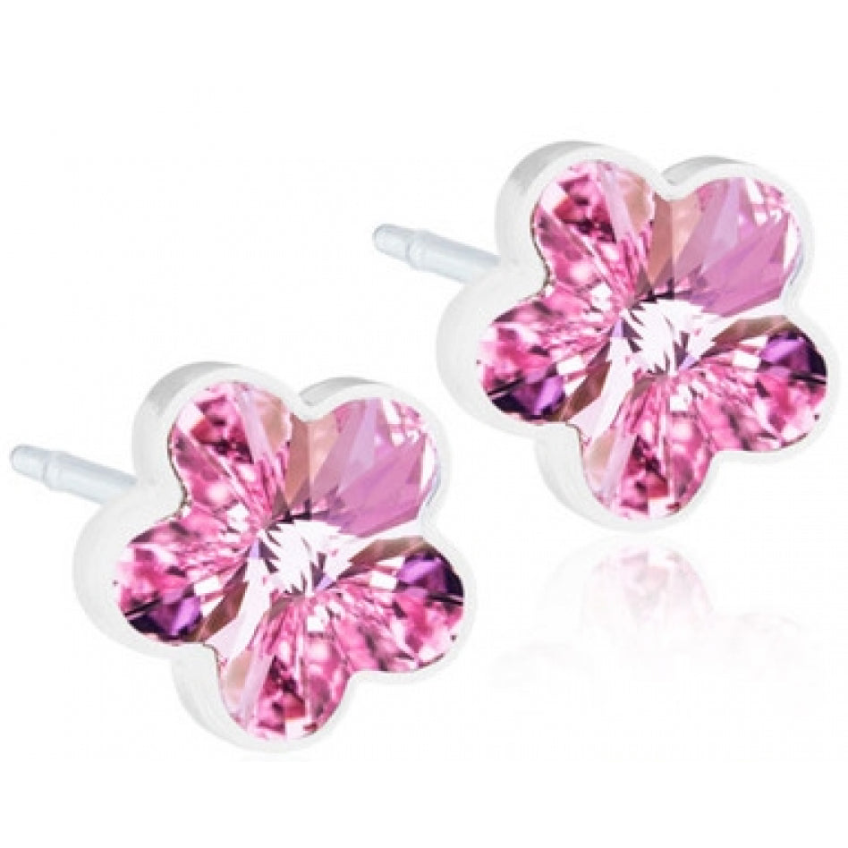 PLASTIC ØRESTIK BLOMST LYSERØD