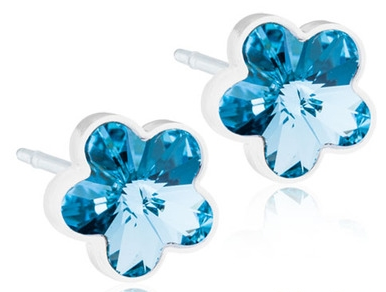 PLASTIC ØRESTIK BLOMST BLÅ