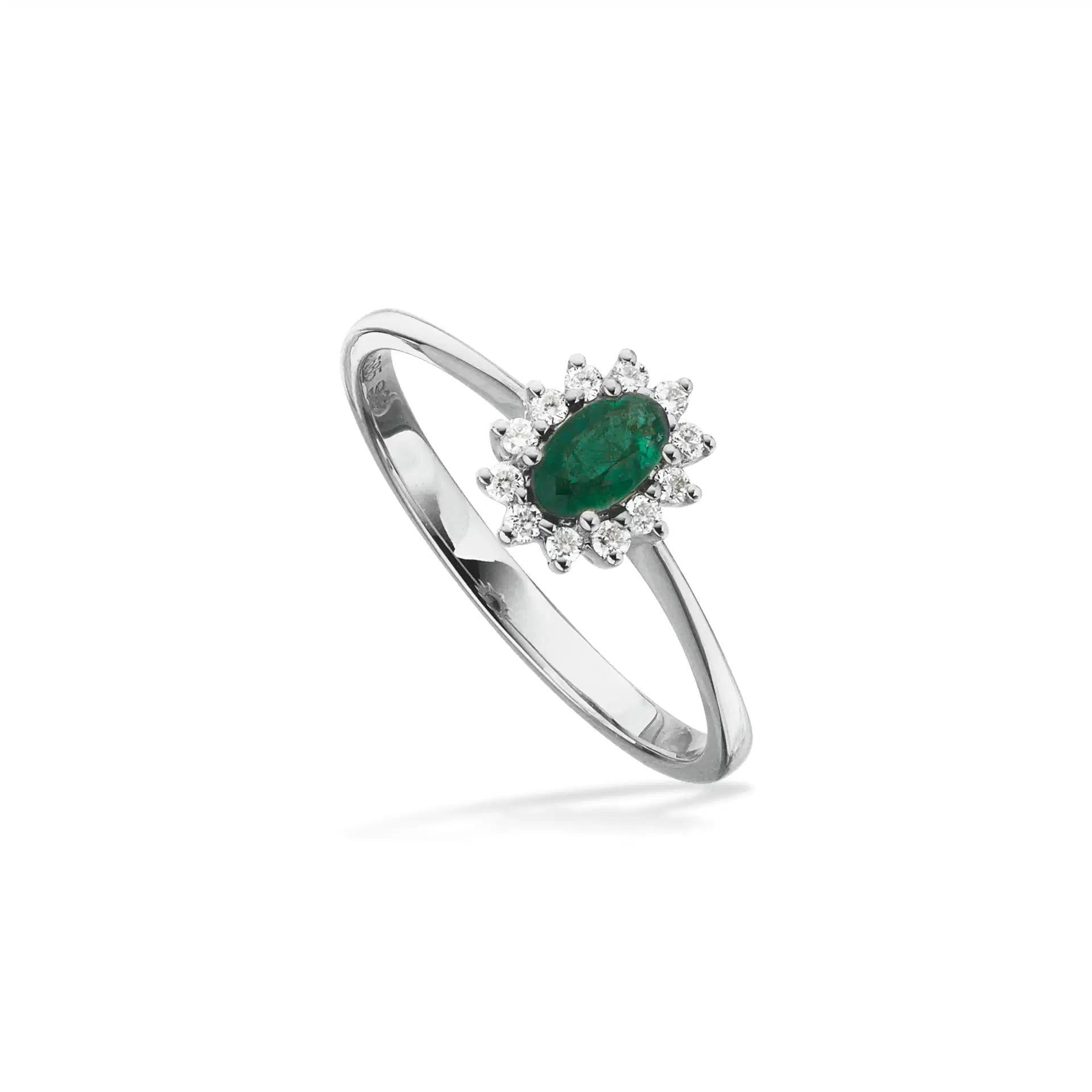 DIANA RING ROSET 0,11 H-W/SI-SMARAGD 14 KT.